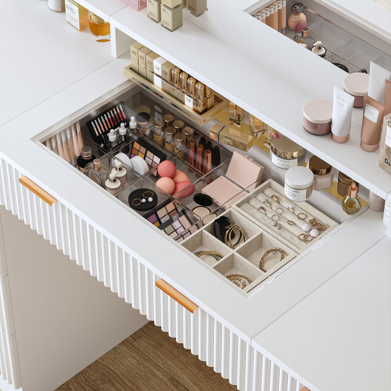 9-drawer Large Makeup Vanity With Lights And Power Outlets