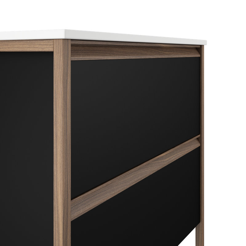 Ensemble de meuble-lavabo simple 36 po, Noir mat