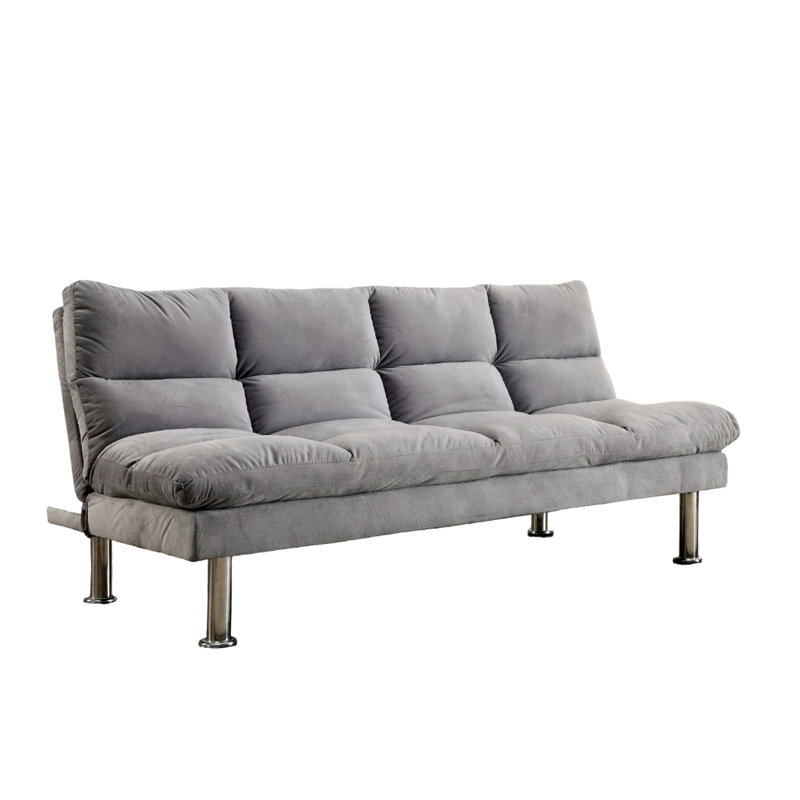 Contemporary Style Gray Microfiber Futon With Legs And Extra Support, Converts To Bed For Sewing, 67"L X 28"W 31"H In Finish Lazy Sundays,