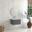 Meuble-lavabo suspendu gris de 61 cm de large, lavabo en céramique blanche, poignée inclinée à 45°, tiroir à fermeture amortie, structure étanche, grand espace de rangement pour articles de toilette, installation facile, design européen
