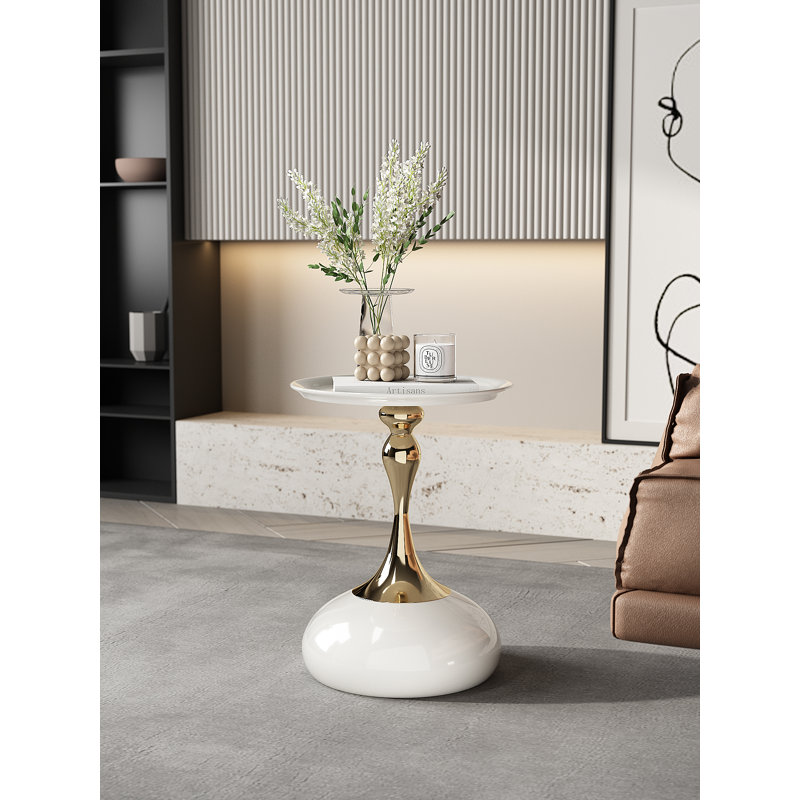 Modern Side Table with Weighted Base, Scratch-Resistant & Nano-Coated Finish - Versatile Accent Table for Living Room, Bedroom, Balcony