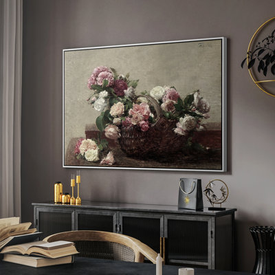 Reproduction botanique rétro, toile tendue encadrée XX