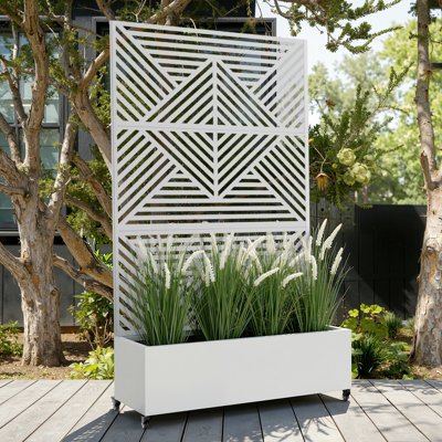 Raised Garden Bed with Trellis on Wheels – Versatile Metal Planter Box with Trellis, Multi-Style Planter Boxes with Trellis Privacy Screen for Patio and Garden
