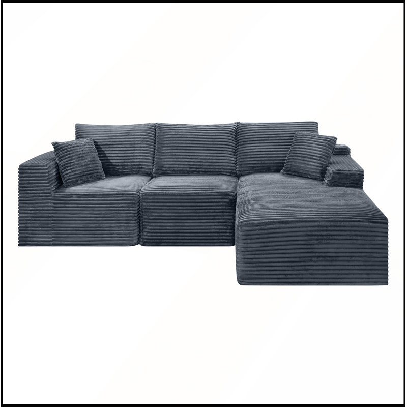Canapé d'angle modulaire Cloud de 264 cm (103,9 po) avec méridienne en L et assise profonde. Aucun assemblage requis pour le salon.