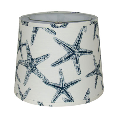 Abat-jour étoile de mer côtière - décor de plage nautique, abat-jour tambour blanc et bleu pour lampe de table ou sur pied, éclairage inspiré de l'océan