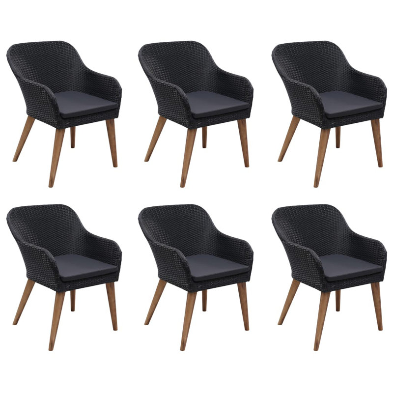 Ensemble repas pour 6 personnes avec coussins Dinncus, Noir, Noir