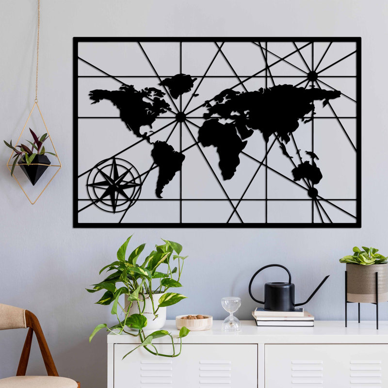 Stylish Decorative Metal Wall Accessory, Black Finish, 29.1 x 19.3 inches | 100% Metal Construction, Thickness: 0.06 inches | Lightweight at 2.5 lbs, Perfect for Home Decor & Modern Interiors