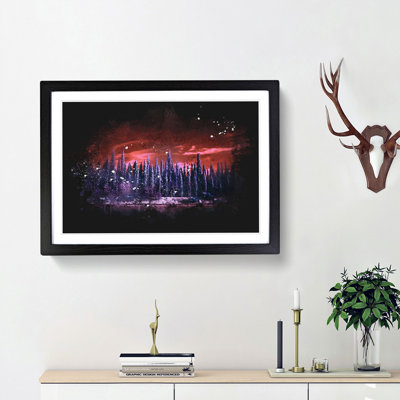 Cypress Trees Paint Splash - Framed Print