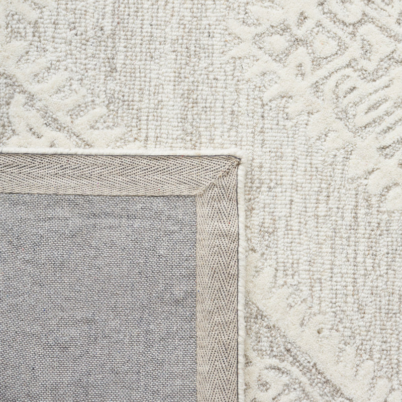 Owen Oriental Handmade Tufted Ivory/Gray Area Rug, Round 6'