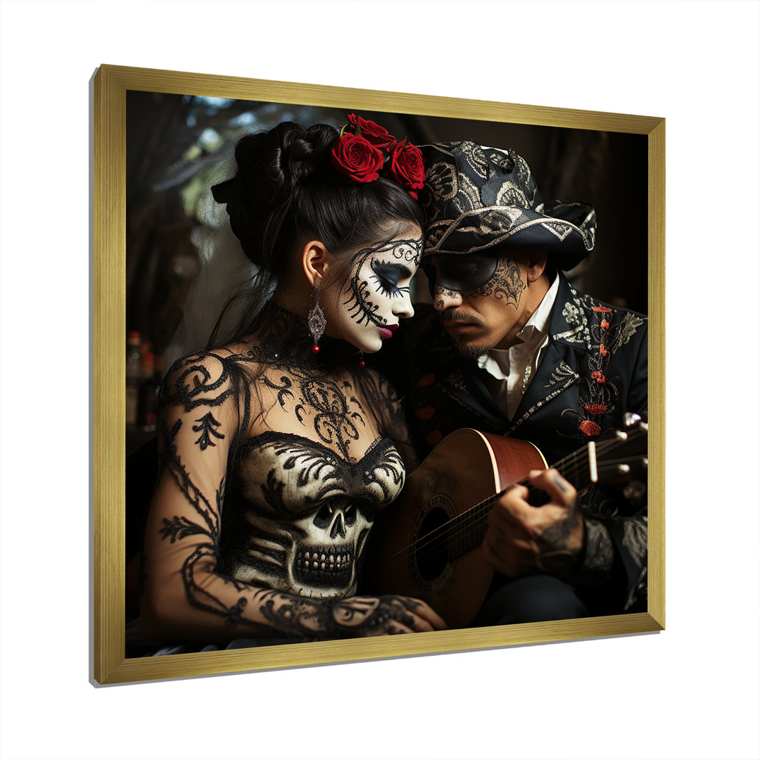 Roses Day of the dead Mexican portrait II - Woman Mexican Framed Art Ebern Designs Overall