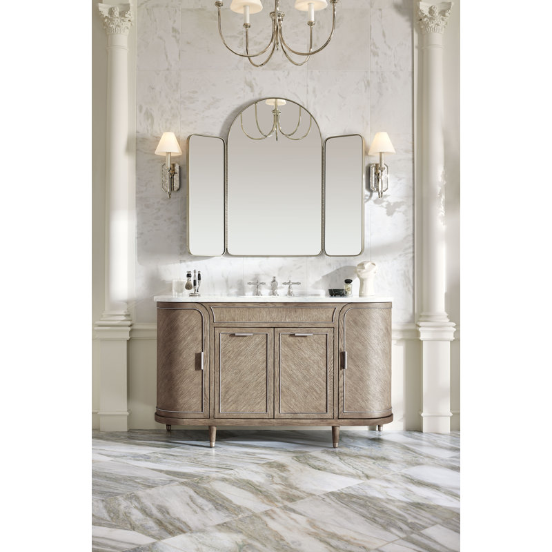 Rosebrook 35.75" Single Bathroom Vanity Base Only, Grey Oak/Brushed Pewter