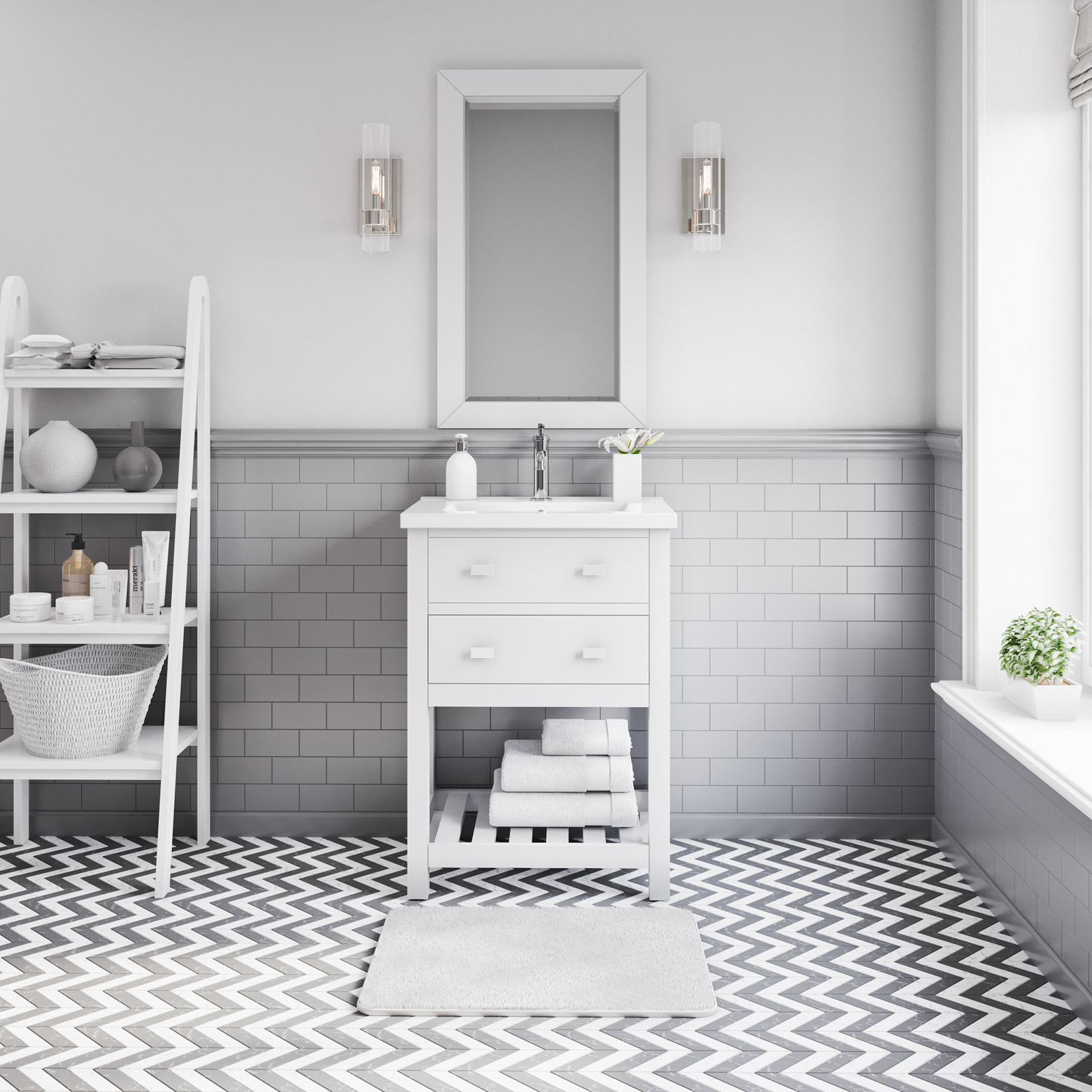 Caitlyn Modern 24" Single Bathroom Vanity, White