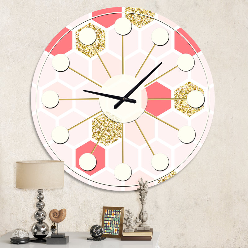 Gold Chic Design I - Horloge murale moderne Mid-Century, Moyenne