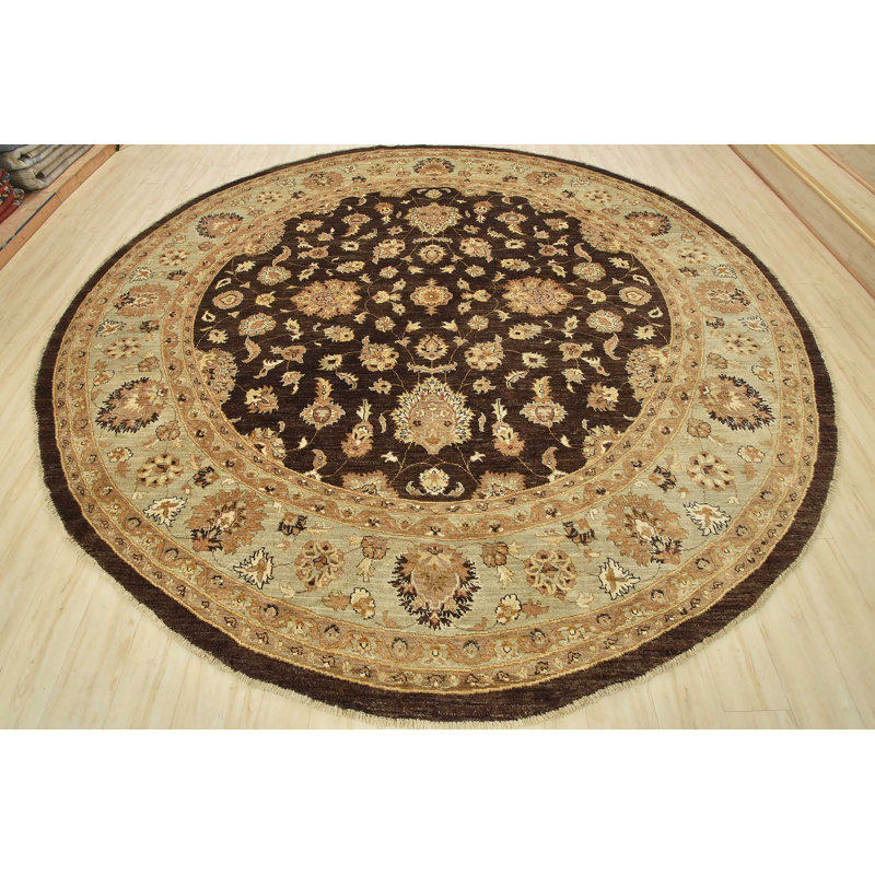 Muemil One-of-a-Kind 11'11'' X 12' New Age Round Wool Area Rug Brown