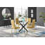 Bernell Modern Chrome Metal & Glass Round Dining Table Set with 4 Quilted Velvet Chairs-88388792-88388794-88388805