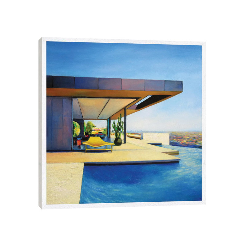 House with a Yellow Seat 1 Piece Painting on Canvas, 45.72 cm H x 45.72 cm W, White Framed