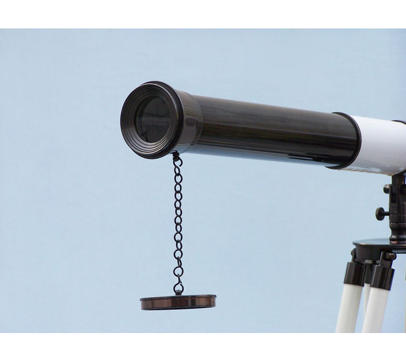 Admiral's Entertainment Decorative Telescope, Oil Rubbed Bronze/White Leather