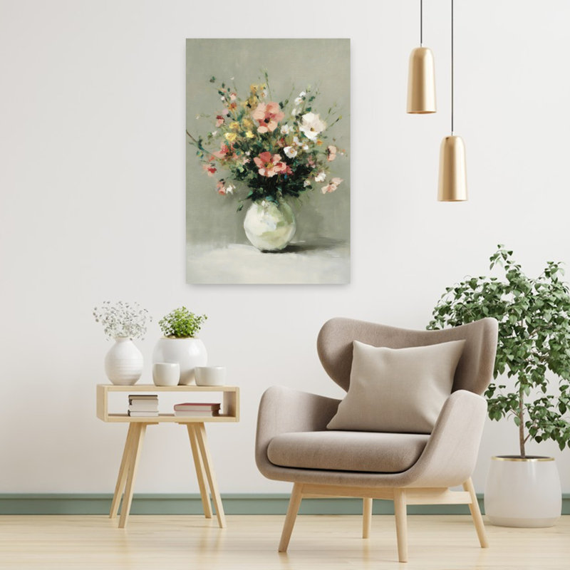 Bouquet abstrait, art mural contemporain, H 36 po x l 24 po