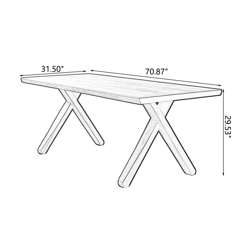 Table de salle à manger Burlywood, H 29,53 po x L 70,87 po x l 31,50 po