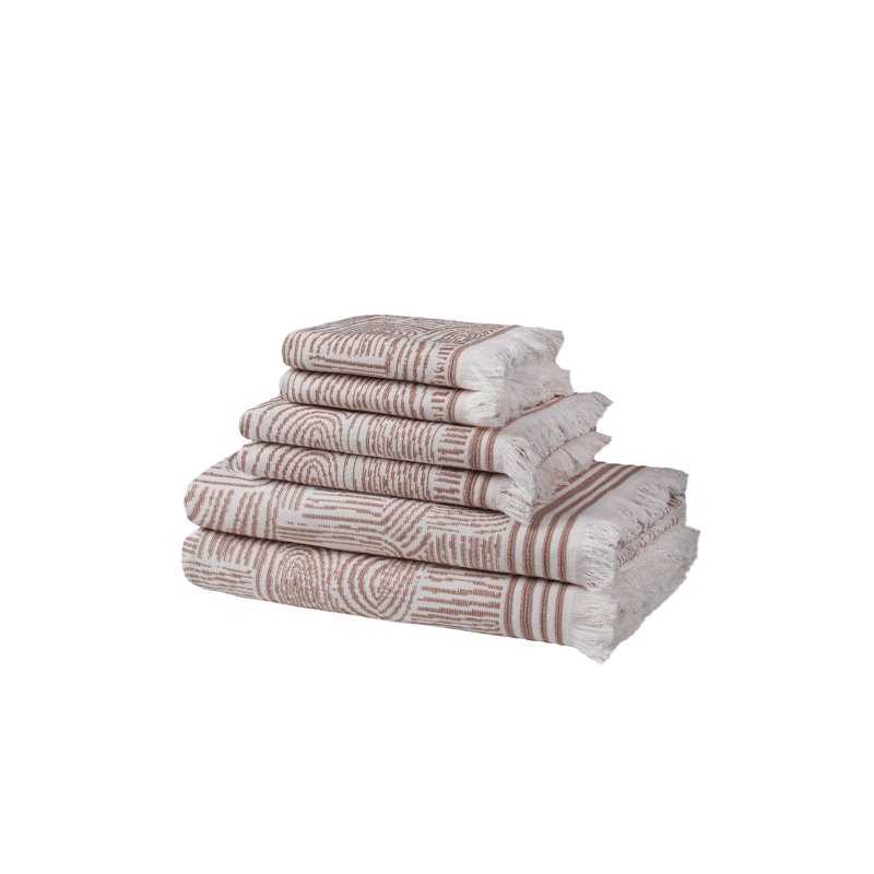 ARCANA Set of 6 Bathroom Coffee | Lightweight, Quickdry, Decorative, Luxury, with Fringes, Coffee