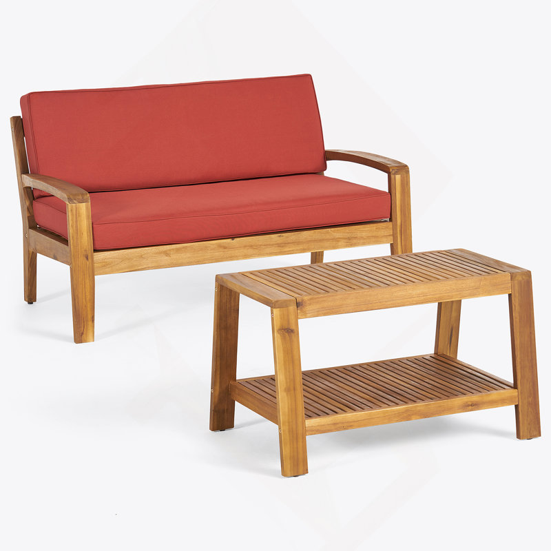 Ensemble de causeuse et de table basse d'extérieur, Red