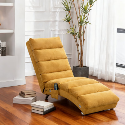 Chaise Lounge Chair Indoor, Linen Massage Chair With 5 Modes, Ergonomic Electric Recliner Chair, Modern Long Lounger For Office Bedroom Or Living Room by George Oliver