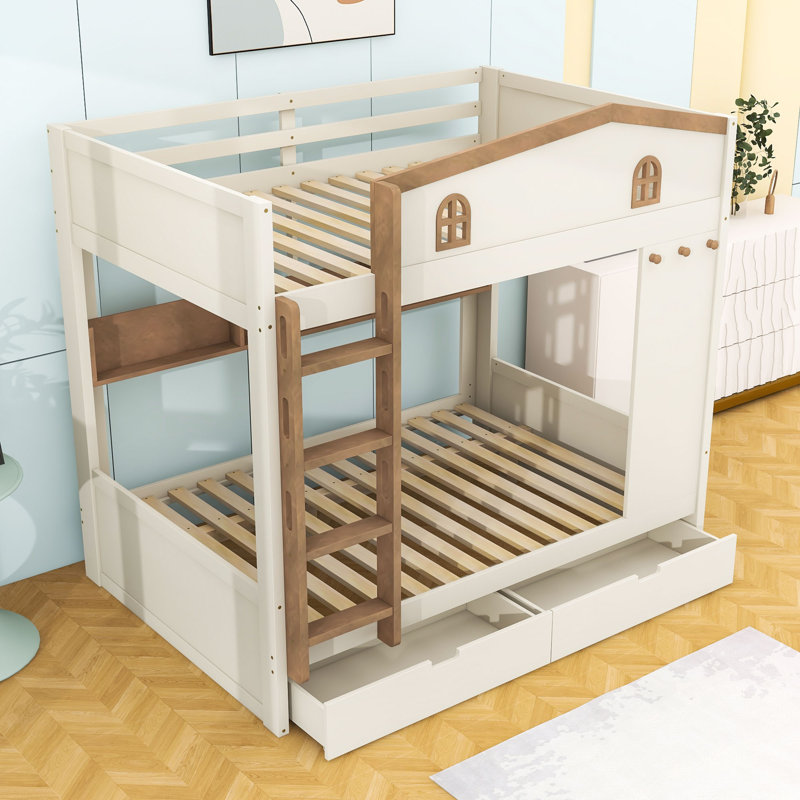 Bunk Bed with Storage Drawers and Shelves