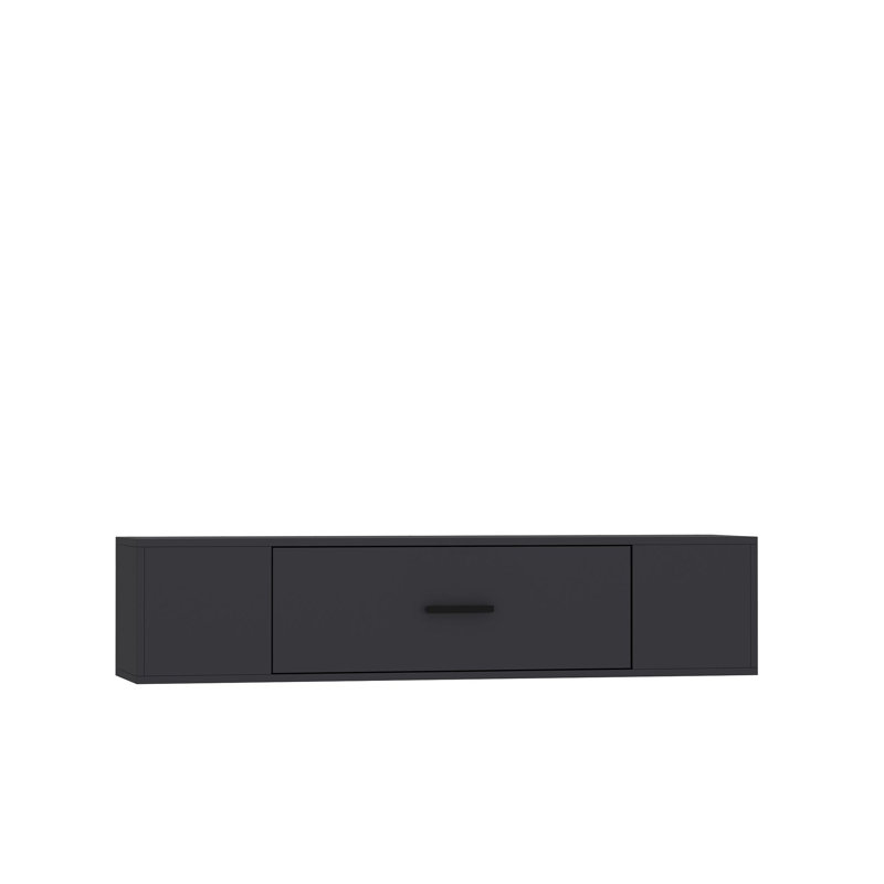 Modern TV Stand, Anthracite, 59.1 x 13.0 x 11.6 inches | 100% Melamine Coated Particle Board, Thickness: 0.7 inches | Wall-Mountable Design, Stylish & Functional for Living Room & Entertainment Spaces