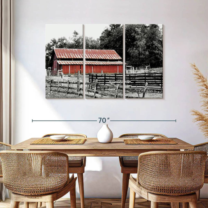 Lilie BW Rustic Barn, 36" H x 57" W