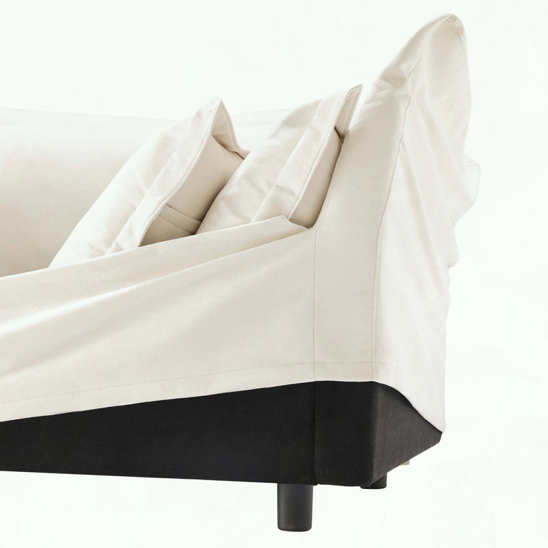 Koala Ottoman with Removable Cover, Cream Chenille