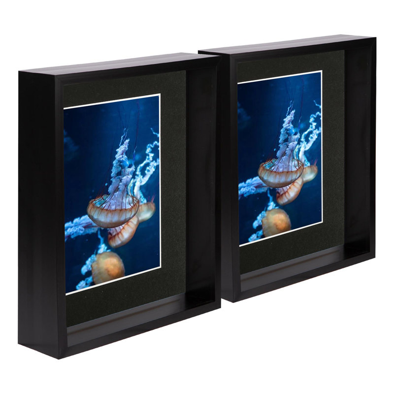 Nicola Spring - 8" x 10" 3D Deep Box Photo Frames - 4" x 6" Mount, Black, 4" x 6"
