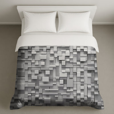 Housses de couette géométriques à blocs gris