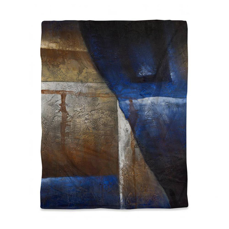 Polyester Sateen Duvet Cover, Twin Duvet, Blue Bronze Shapes With Blue Light