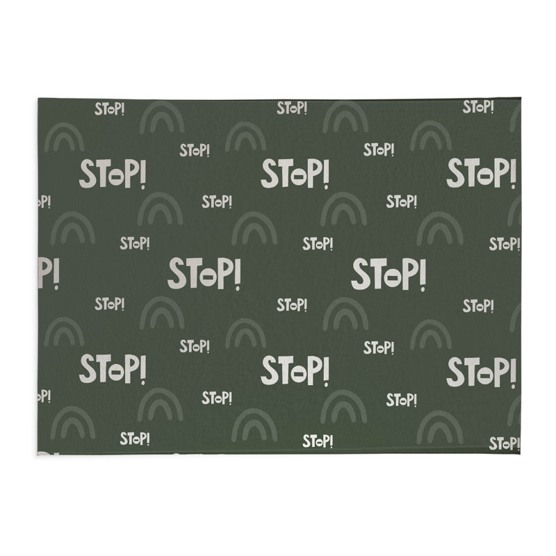 Stop Slate Kids Play Mat, Chimichurri/Green/Ivory, Rectangle 2' x 3'
