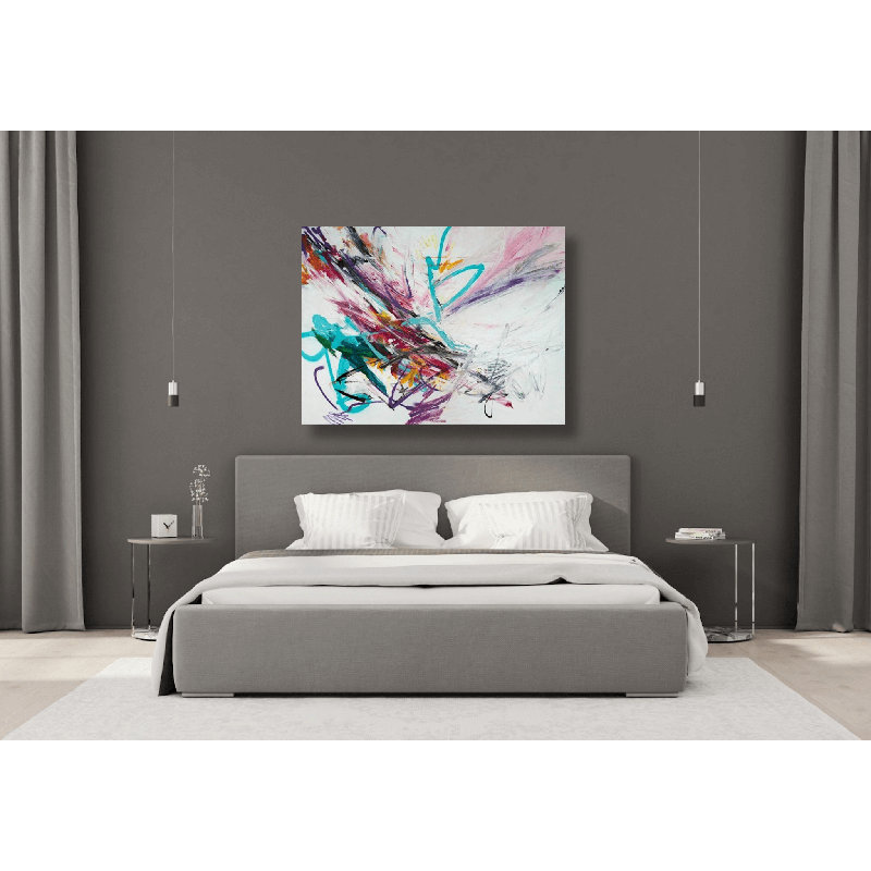 Abstract Print by John Beard, 24" H x 30" W x 1.75" D, Brown Framed Canvas