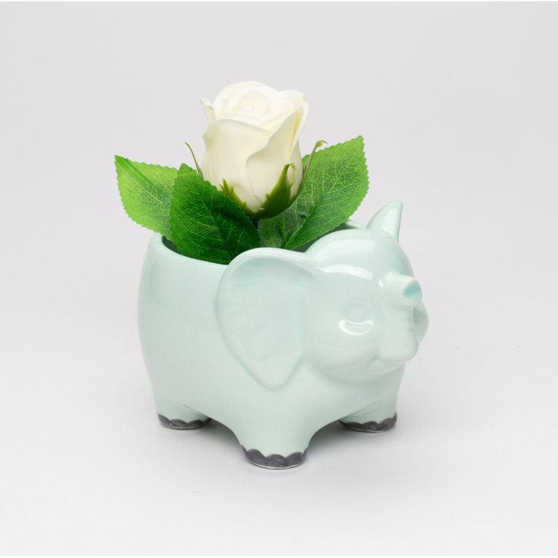 Petit pot de fleurs vert éléphant