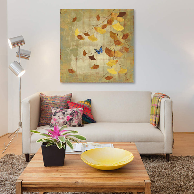 « ginkgo branch ii », reproduction d’impression sur toile, H 26 po x l 26 po x P 1,5 po, Toile tendue, Pas de tapis