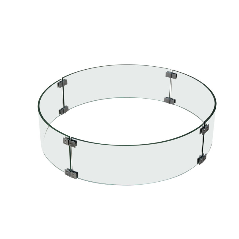 Round Tempered Glass Wind Screen for Fire Pit with Stainless Steel Clips