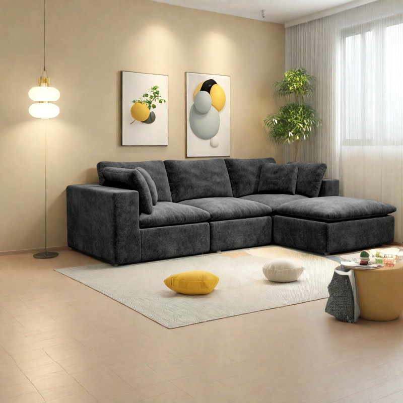 Comfortable Modular Sofas, Plush Corduroy, Modern Living Room Solution