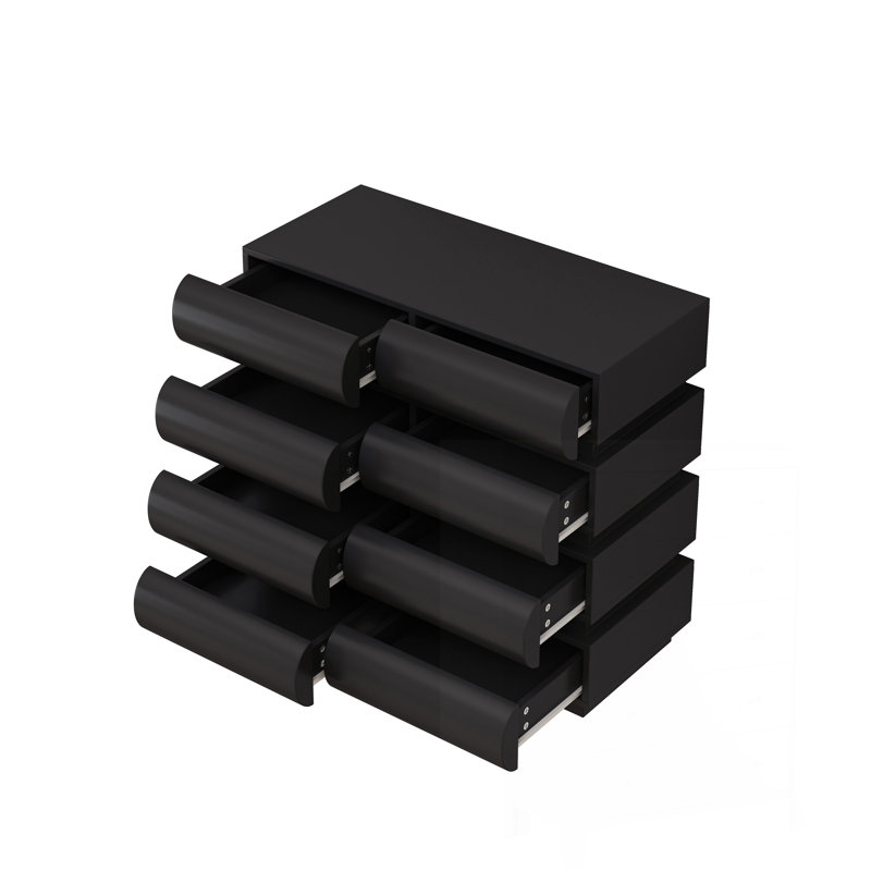 8 Drawer Dresser for Bedroom, Dresser No Handle, Modern 8 Chest of Drawers with Wide Storage, Black
