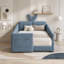 Lit plateforme simple avec tête de lit pour oreilles de lapin, barrière de sécurité et poche de rangement-1703632656