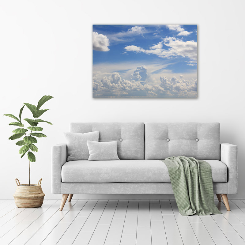 Glass Print Wall Art 100X70cm Image Printed On Glass Decorative Wall Picture Behind Toughened / Tempered Safety Real Glass For Kitchen & Living Room Theme:Clouds In The Sky