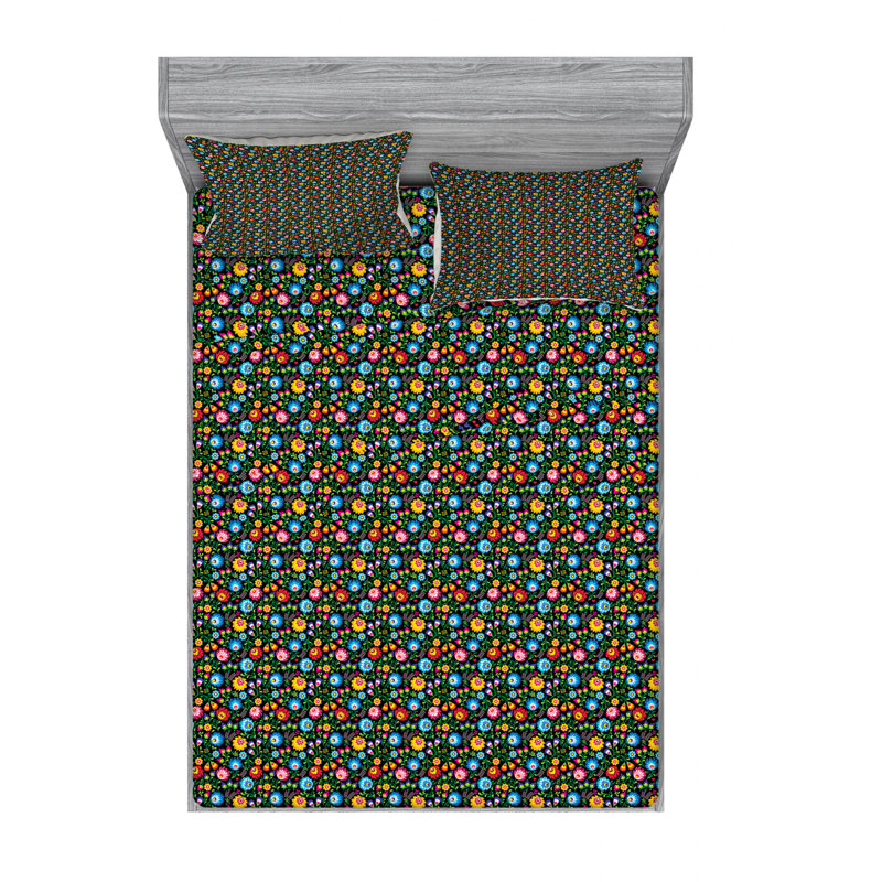 Microfiber Floral Sheet Set, Green Floral, Queen Sheet Set + Fitted Sheet + 2 Pillowcases