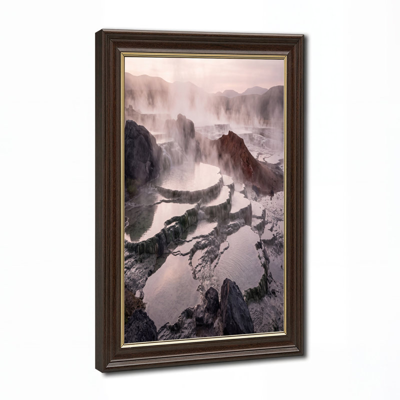 Art mural sur toile, "Terrasis Hot Springs in Misty Pink Sky", H 16 po x l 24 po
