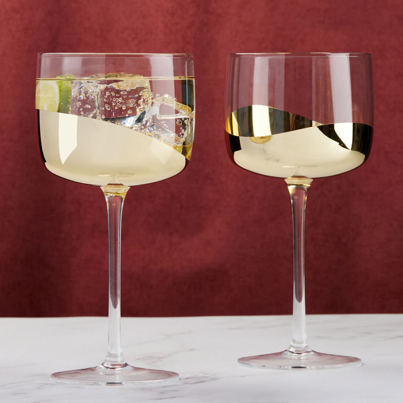 Wave Gin Glasses, Gold/Clear