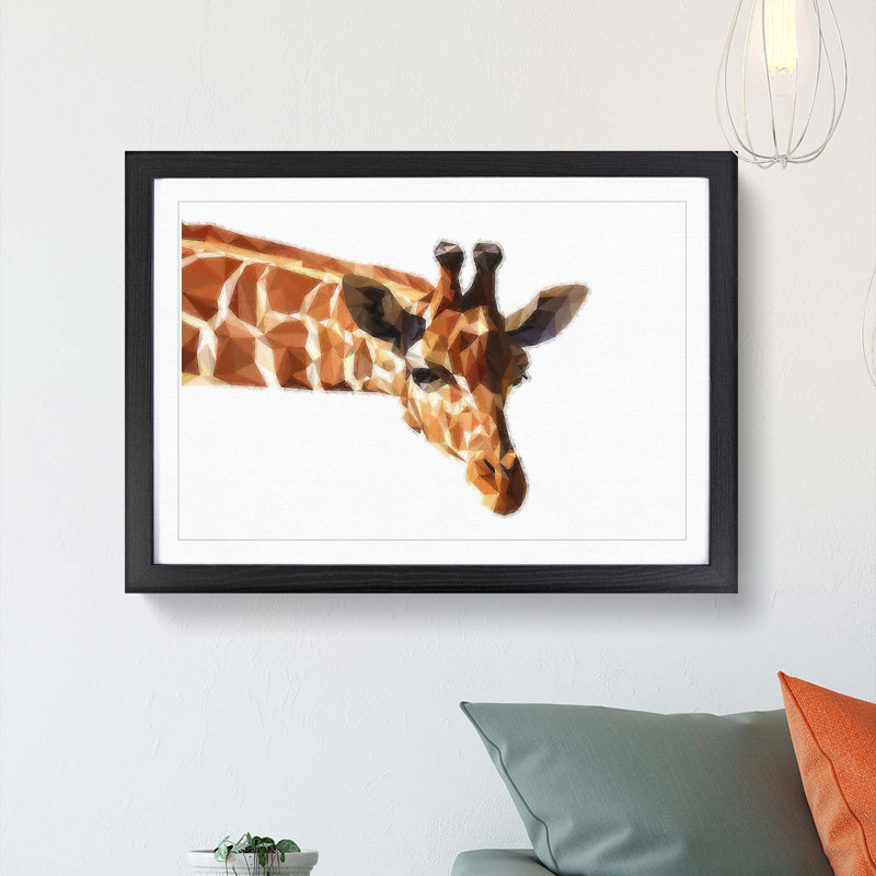 Geometric Giraffe in Abstract - Framed Print, 27cm H x 36cm W x 2cm D, Black Framed