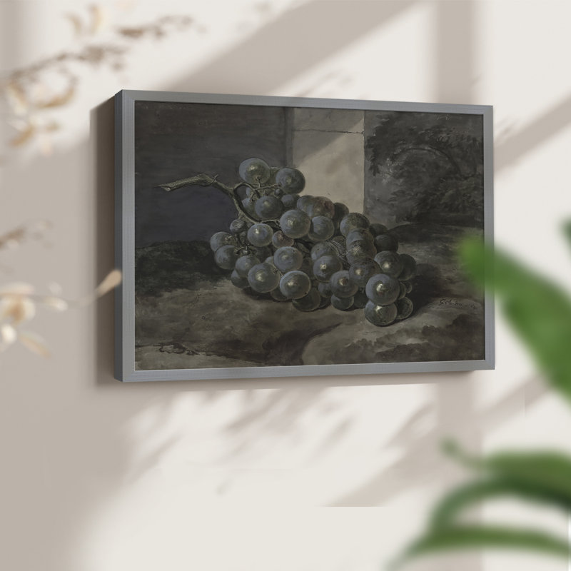 Motif floral rétro - LXVII - reproduction encadrée, H 22 po x l 28 po, Gris