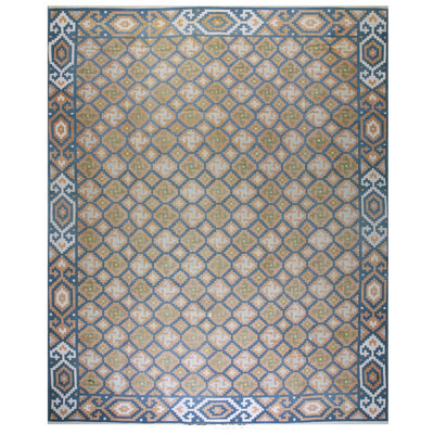Antique Geometric Allover Pattern Room Size Cotton Dhurrie Kilim Rug