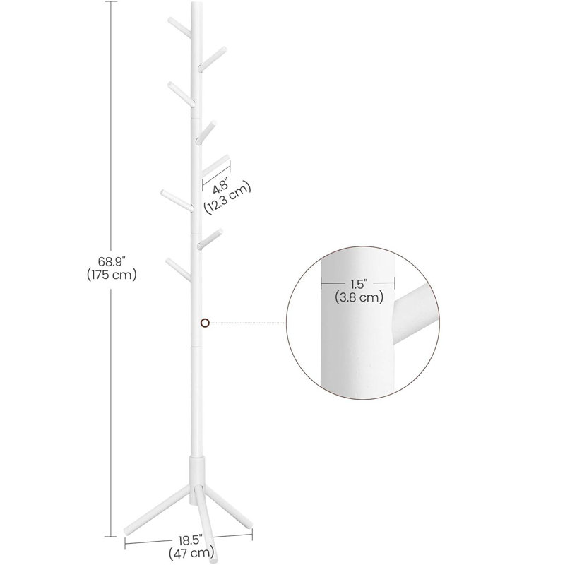 Freestanding 8 - Hook Coat Rack, White
