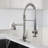 SynchroDuo Lockable Pull-Out Kitchen Faucet With Pot Filler Residential or Commercial Use Single Handle With Deck Plate in Brushed Nickel-115227898